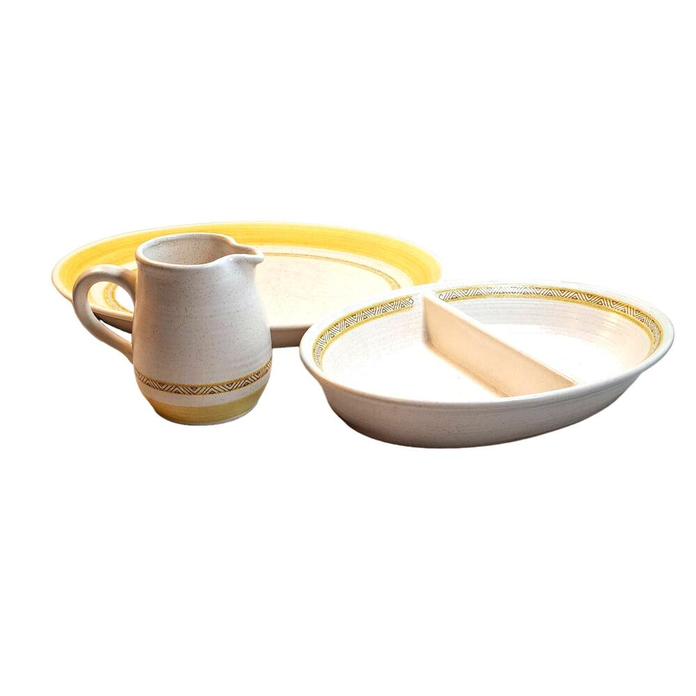 Franciscan Mid-Century 1960s Earthenware Hacienda Gold Serving Piece Lot 3 MCM